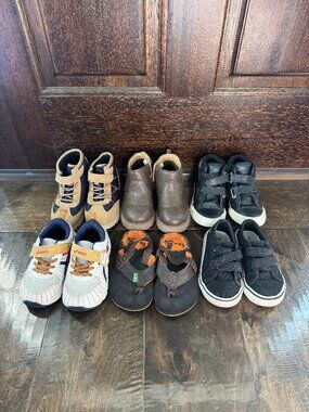 Assorted Shoe Bundle Toddler Boys 8 Sneakers Sandals Boots.